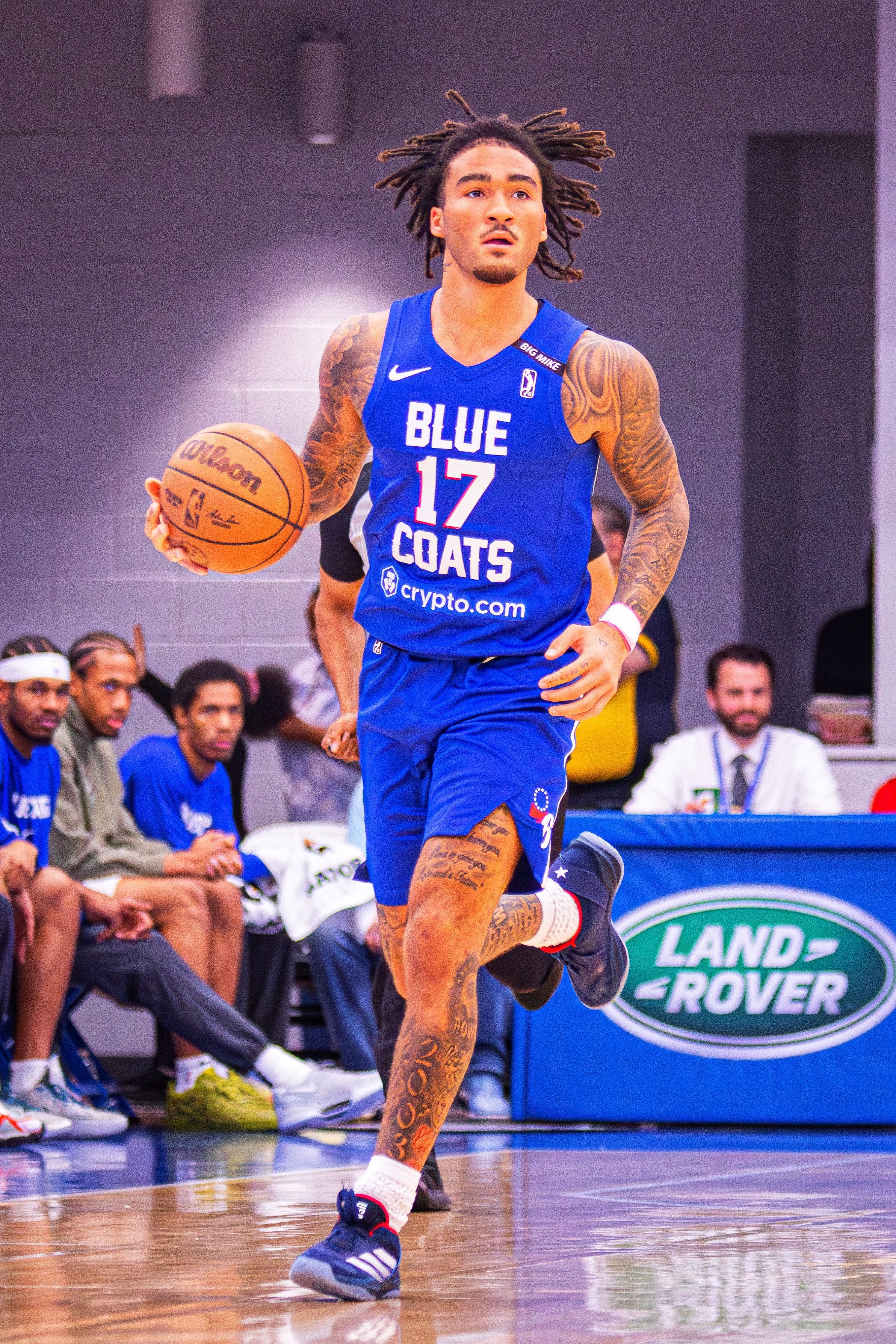 photo of blue coats player in action at the chase fieldhouse in wilmington delaware