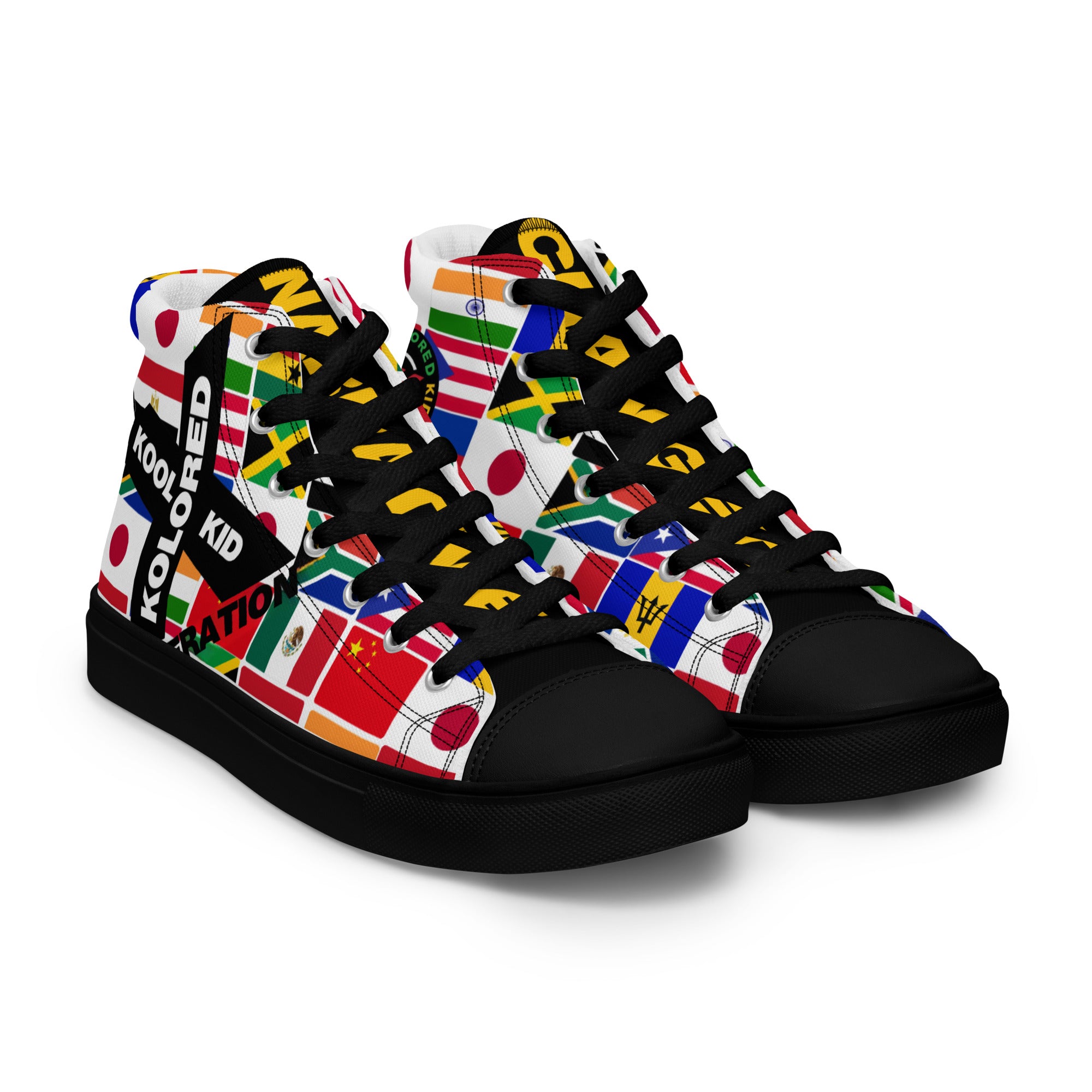 kkkg womens high top canvas shoes black right front 