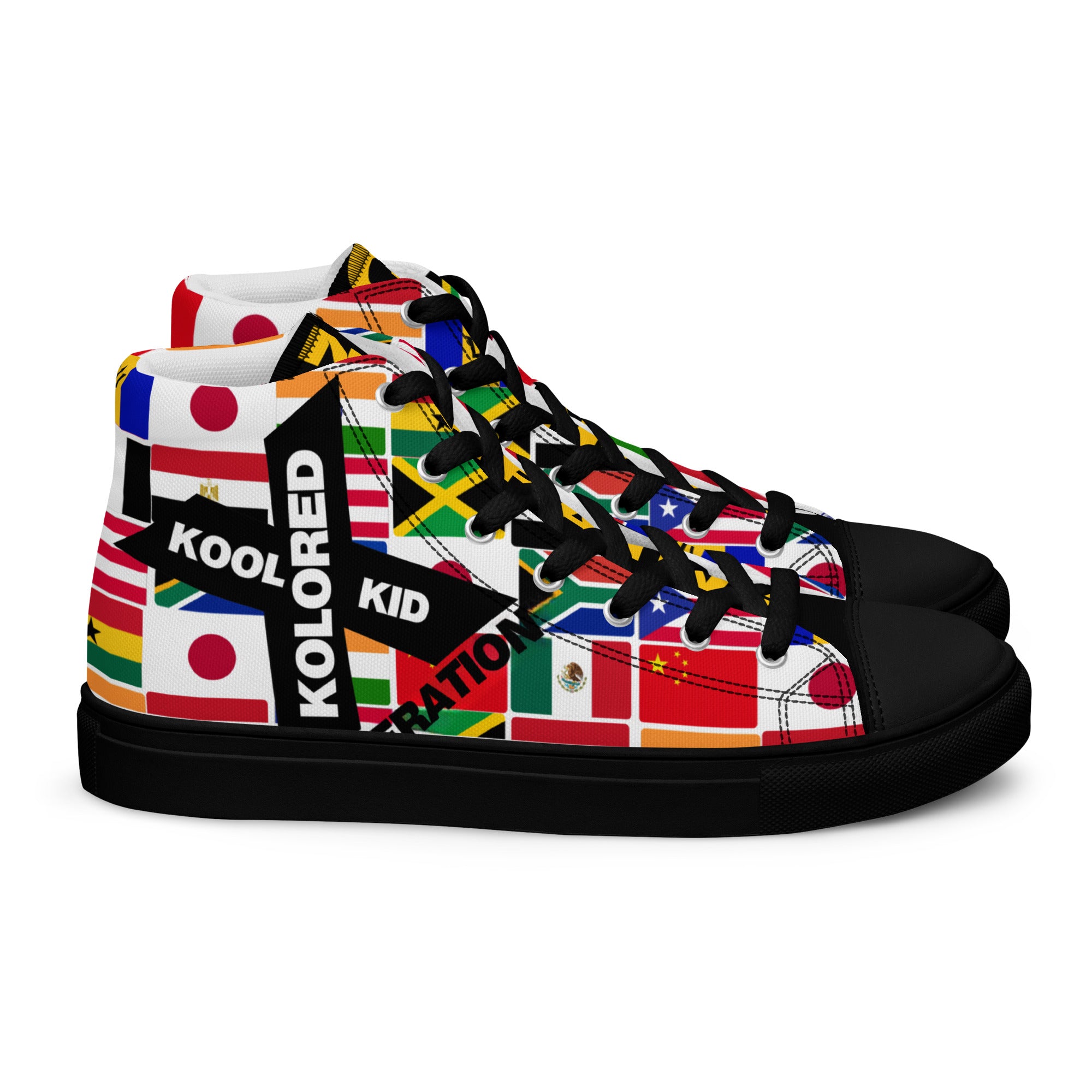 kkkg women's high top canvas-sneakers black right 