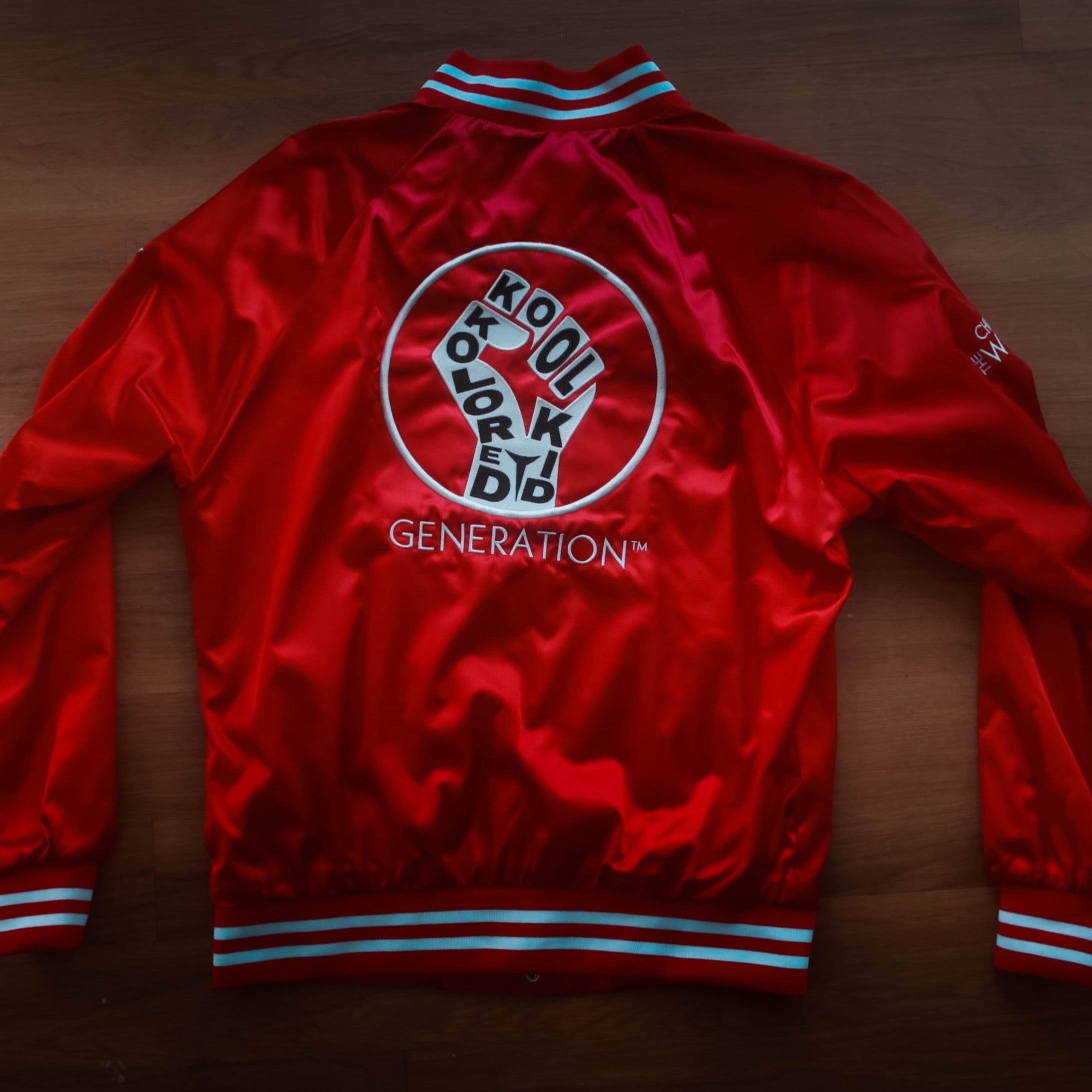 Power Fist Satin Baseball Jacket