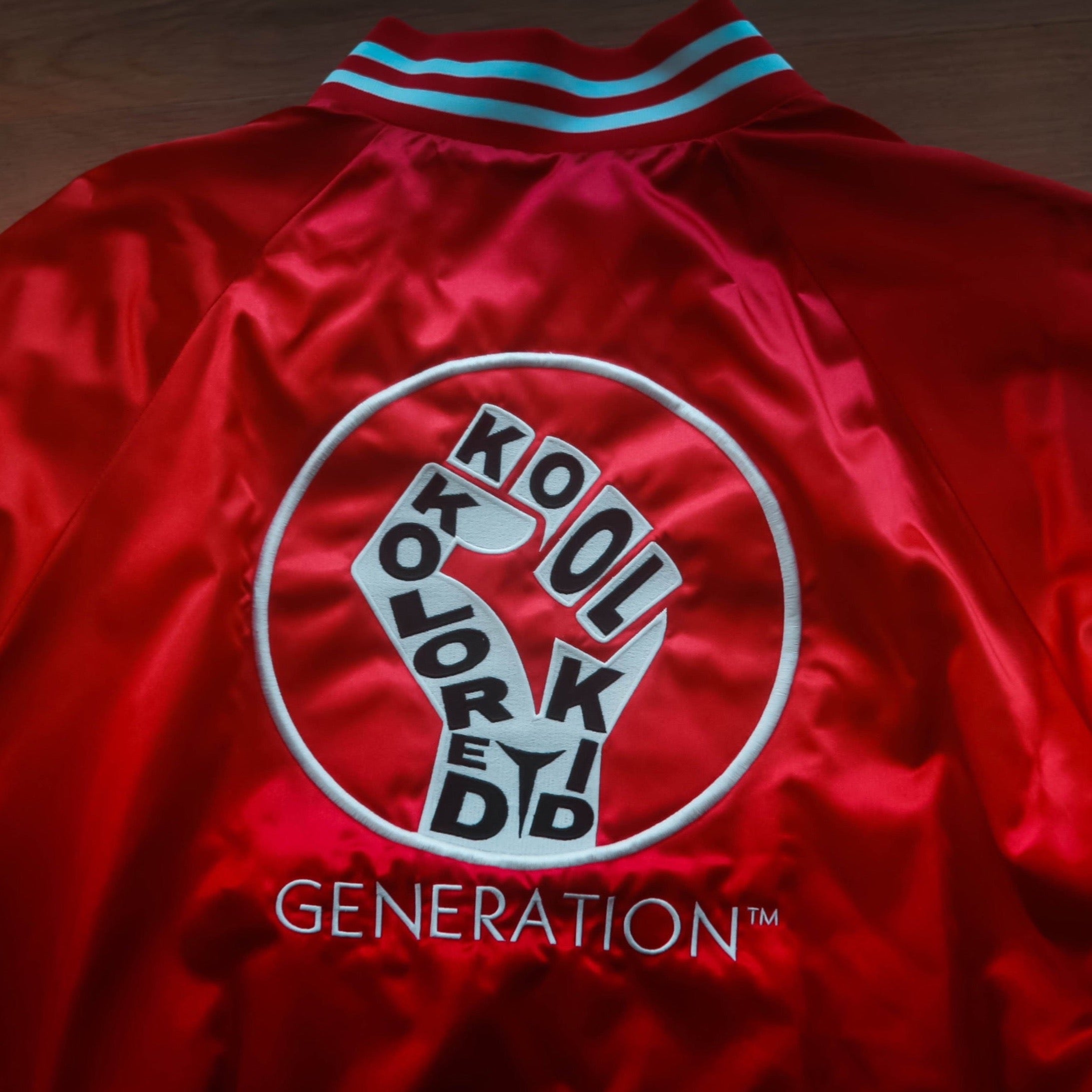 Power Fist Satin Baseball Jacket