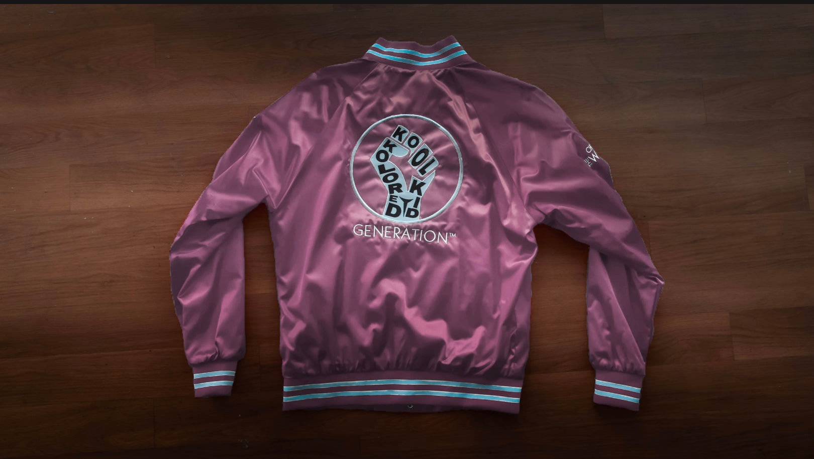 Power Fist Satin Baseball Jacket