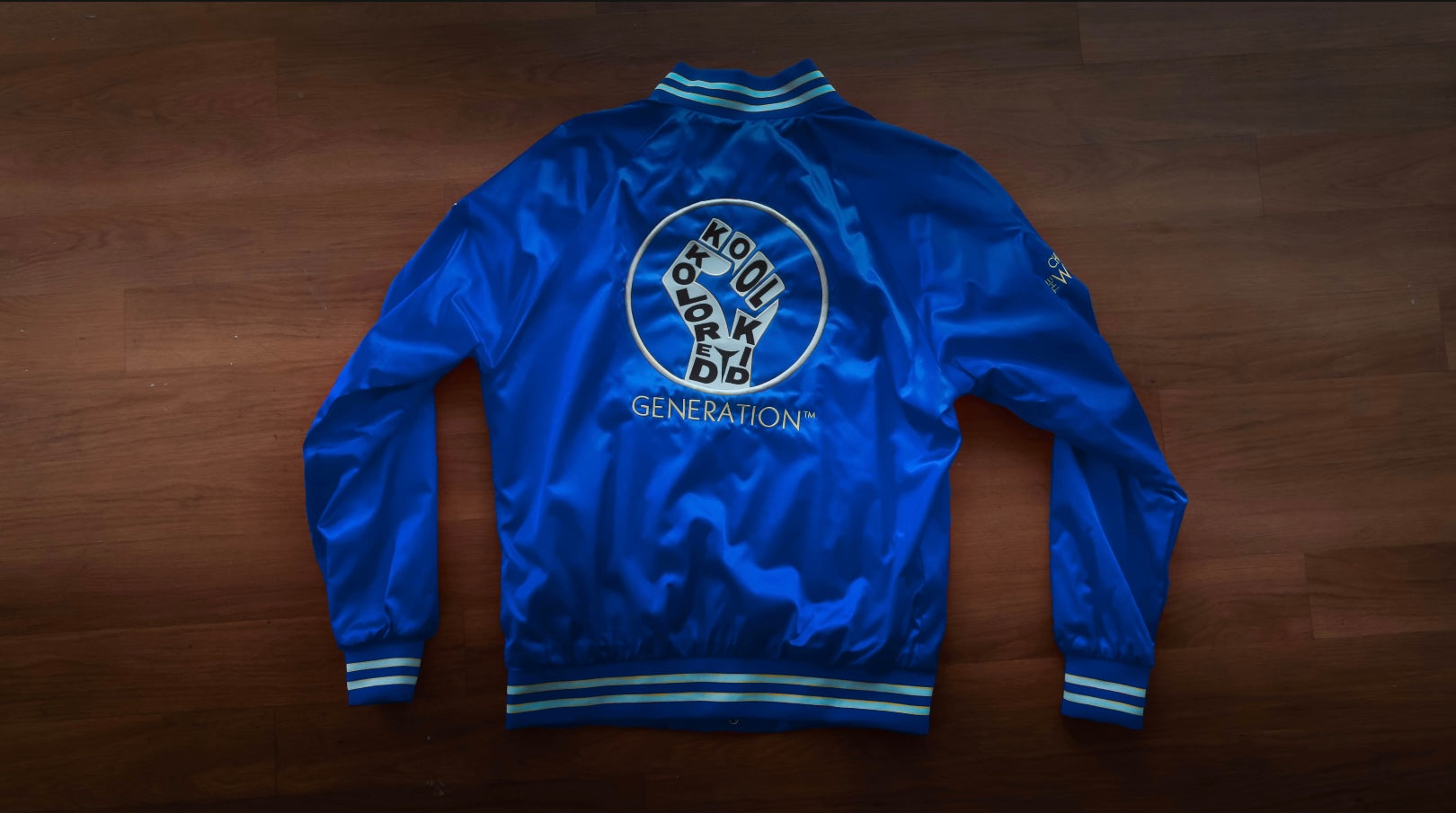 Power Fist Satin Baseball Jacket